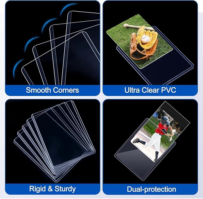 100 Count Card Sleeves Hard Plastic, Sooez 35PT Card Holder, Rigid Card Case - Image 5
