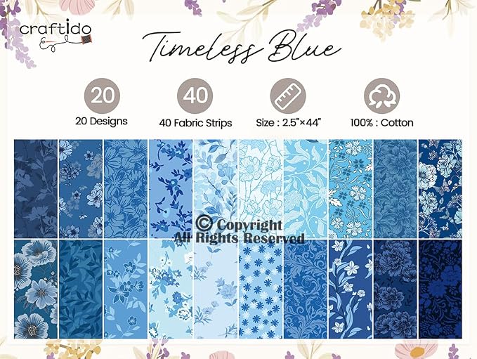 Craftido-20 Options-100% Cotton Jelly Roll Fabric Precut Strips - Image 4
