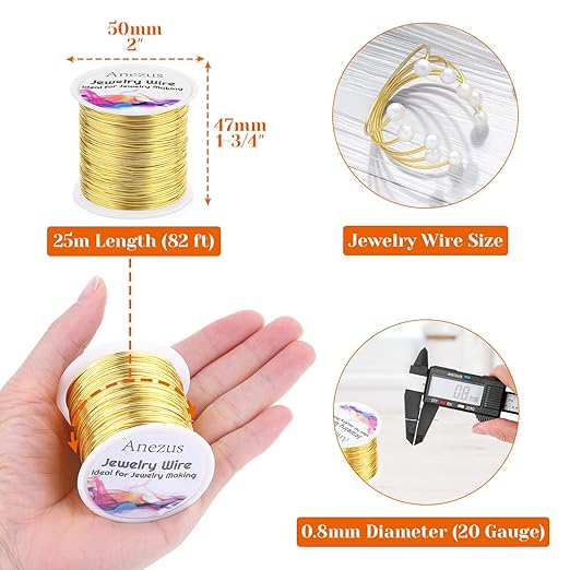 anezus 20 Gauge Jewelry Wire, 28 Yards Craft Wire Tarnish Resistant Copper - Image 2