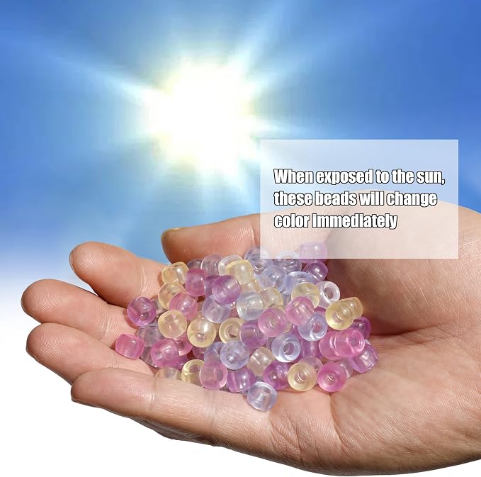 1000Pcs UV Pony Beads Bracelet, 9mm Solar Magic Beads, Color Changing - Image 2