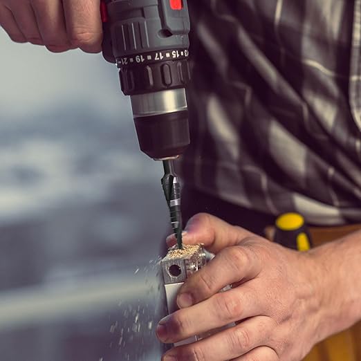 KAYGO M35 Step Drill Bit for Metal, 3/16 to 7/8 inch Step Drill Bits for Stainless Steel Aluminum Wood Plastic,1/4 -inch Hex Shank,Spriral Drouble-Fluted