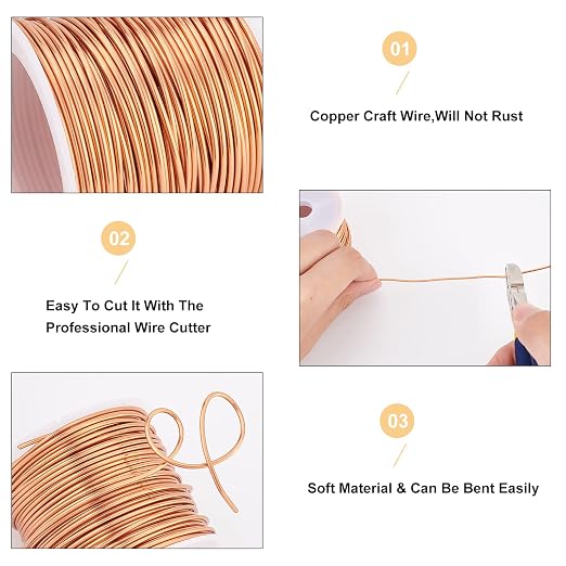BENECREAT 16 Gague 32.8ft Tarnish Resistant Copper Wire, Copper Jewelry Craft - Image 4