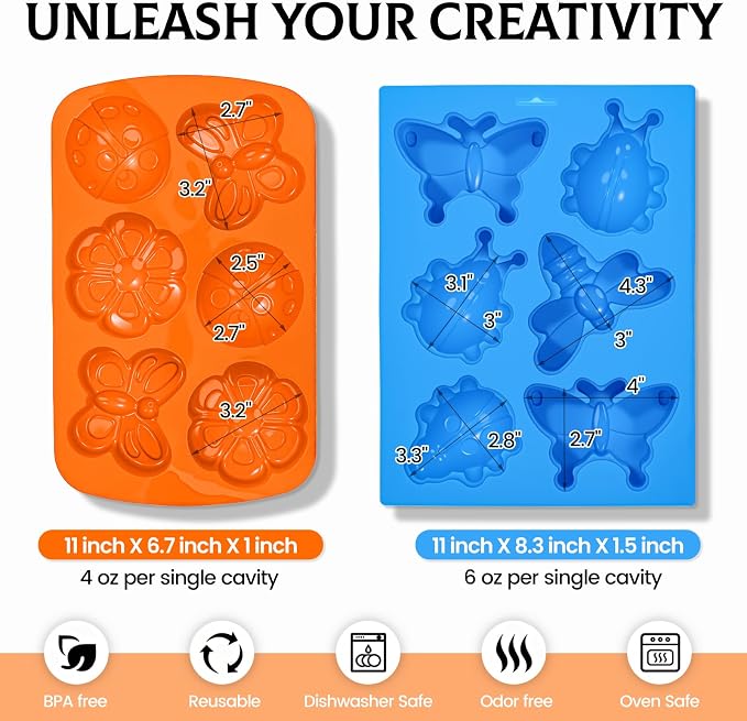 SJ Silicone Soap Molds, 2 Pack Insect Shape Molds - Image 4