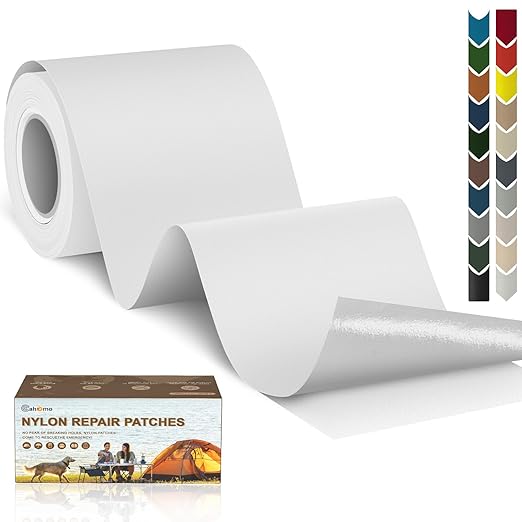 3x79 Nylon Repair Patch Nylon Repair Tape Self Adhesive Fabric Tapes Outdoor Camping Gear Fabric kit for Tent, Umbrella, Down Jackets, Sleeping Bag, Knapsack（White）