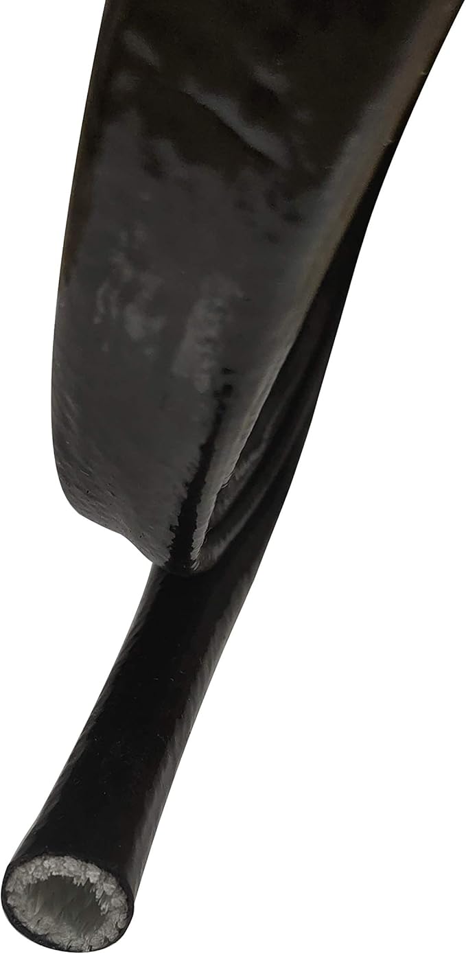 1/2" ID Heat Shielded Fire Thermo Armor Fire Sleeve Silicone Coated Fiberglass for Hose Lines & Electrical Wiring Black, 10 feet