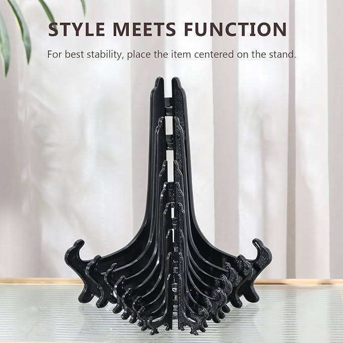 Artliving 5 Inch Black 12pcs/Set Plastic Easels Plate Display Stands Picture - Image 7