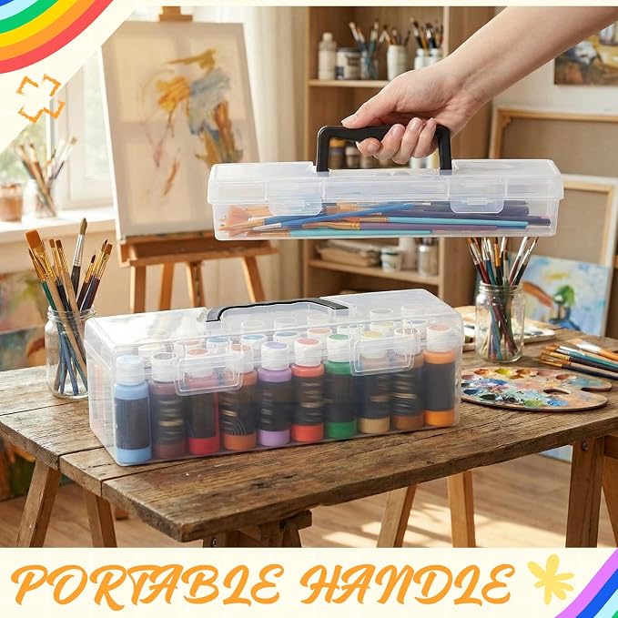 Geelin Clear Paint Storage Box and Paint Brush Storage Box Set, 30 Bottles - Image 3