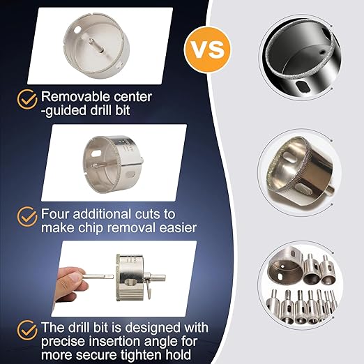 1inch | 25mm Diamond Hole Saw with Center Drill bit and Diamond-Coated Center Drill bit for Ceramic Glass Marble Fiberglass Granite and Porcelain Tiles by CENYB