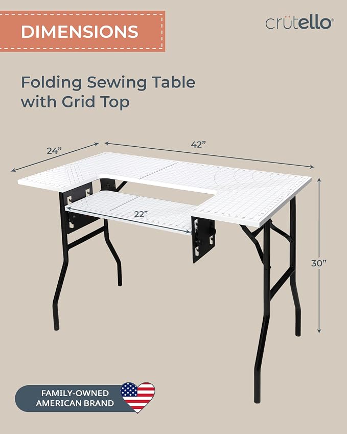 Crutello Folding Sewing & Craft Table, 42x24 Inch - Image 2