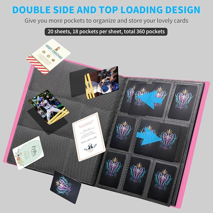 Card Binder, 360 Pockets Upgraded Trading Card Binders, Cards Collection Binder - Image 6