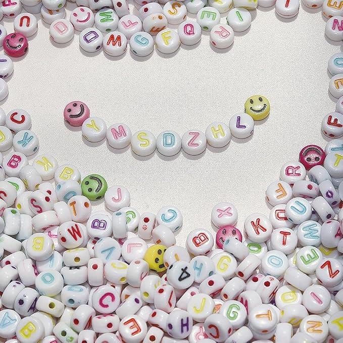 YMSDZHL Alphabet Beads A-Z 1400Pcs Letter Beads, Acrylic 4x7mm Round Letter - Image 7
