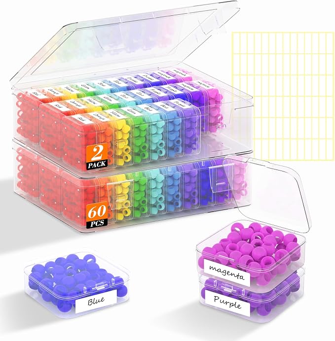 2 Pack 60 Pcs Bead Organizer Box, Craft Storage Box by Profasion