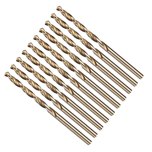 Drill Bit, 3/32" Cutting Diameter (2.381mm), 4241 HSS Gold 118° Cutting Angle Versatile Jobber Bits - (Applications: for Drilling Plastic Wood Soft Thin Metal), 10-Pieces