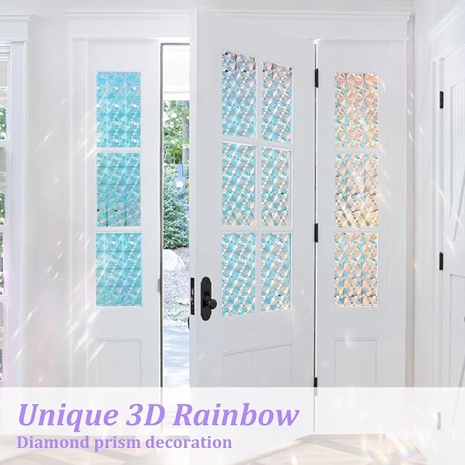 Windimiley Stained Glass Window Privacy Film, Rainbow Clings, 17.5" x 118.1 | - Image 8