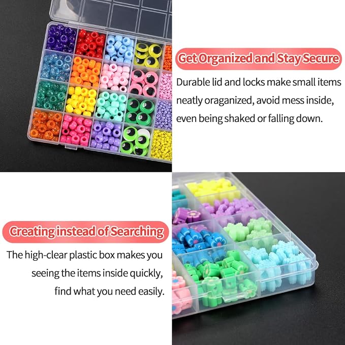 IOOLEEM 32 Grids Plastic Bead Organizer Box, Organizer Container Storage Box - Image 3