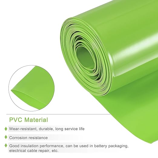 MECCANIXITY Battery Wrap PVC Heat Shrink Tubing 38mm Dia 60mm Flat 10 Feet(3meters) Light Green Good Insulation for Battery Pack