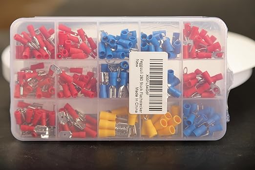 280PCS Crimp Connectors, 2.8mm 4.8mm 6.3mm Male and Female Spade Connector kit, 15 Types Crimp Terminals Electrical Connectors, Electrical Terminals Includes Spade Ring Fork Wire Connectors