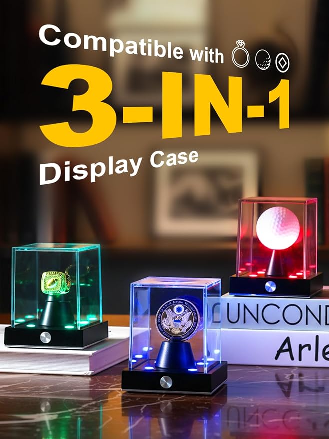 JupDec Cordless LED Golf Ball Display Case, Autograph Cube Showcase - Image 6