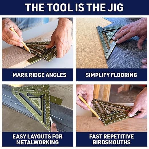 Commando 7.5" - Advanced Carpenter Square with Jig Block - Accurate Flatwork and Repetitive Markings (Midnight)