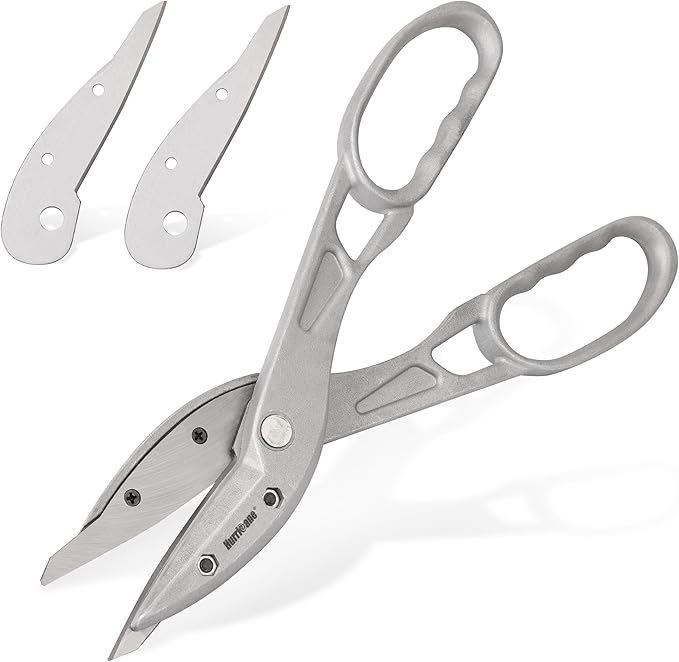 HURRICANE 12 inch Aluminum Metal Cutter with Replaceable Blades, Heavy-Duty Straight Cut Aluminum Snips, Large Handle Metal Shears for Cutting Tin, Copper, Vinyl, Steel, and Stainless Steel