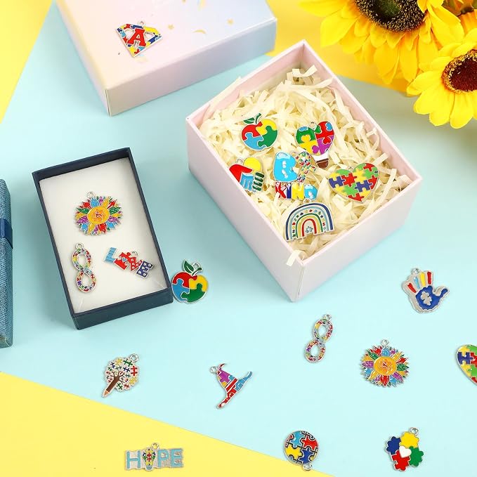 SANNIX 110Pcs Enamel Autism Awareness Charms - Image 4