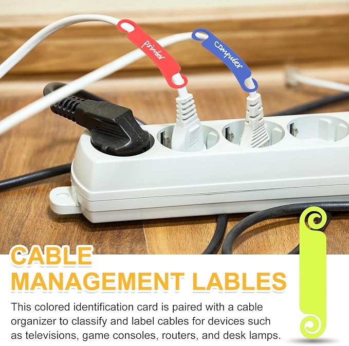 PATIKIL Cable Tags Flexible Cable Management Labels Cord Identification Tags, Wire Cord Markers for USB Computer Phone Charger Power - 100Pcs (Fluorescent Green)