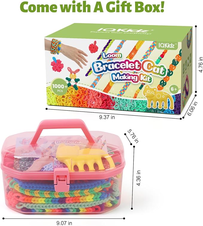 IQKidz Arts and Crafts for Kids Ages 6-8 8-12, Bracelets Making Loom Kit - Image 7