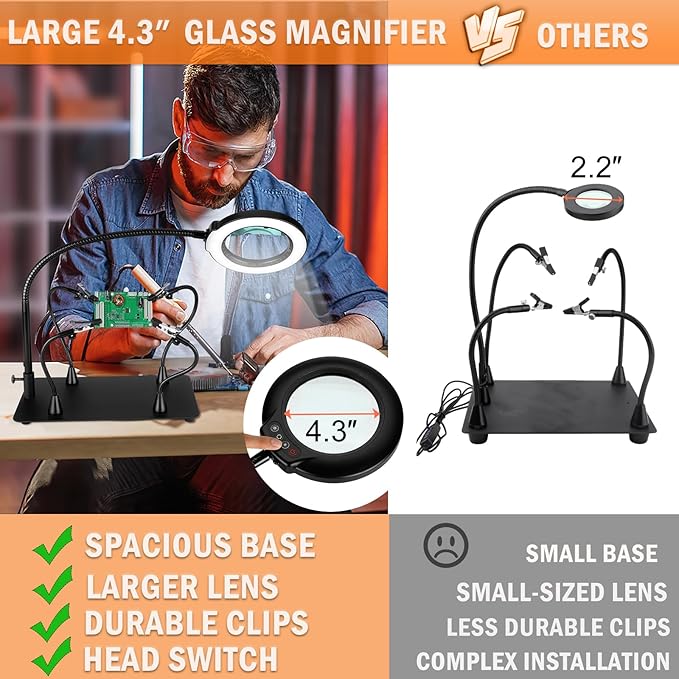 Soldering Helping Hands 12X Magnifying Glass - Image 3