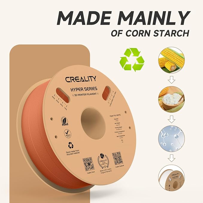 Official Creality Hyper PLA Filament 1.75mm, High Speed PLA 30-600mm/s 3D Printer Filament, Dimensional Accuracy +/-0.02mm, Fit Most FDM 3D Printers, 1KG(2.2lbs) Spool Burnt Orange