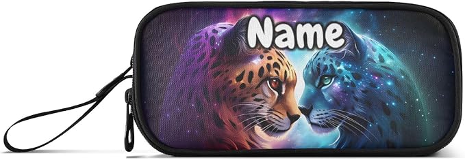 Custom Cheetah Tiger Galaxy Pencil Case Box Boys Girls Personalized Name Large - Image 6