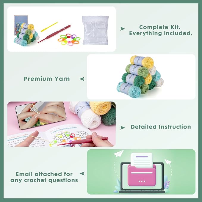Noocro Crochet Kit for Advanced or Intermediate Beginner DIY Granny Square - Image 4