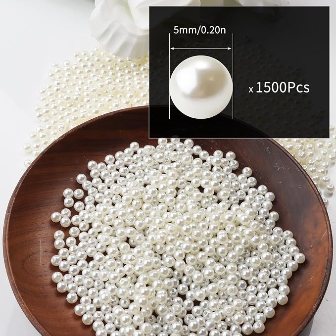 1500pcs Creamy White 5mm Pearl Beads - Image 2