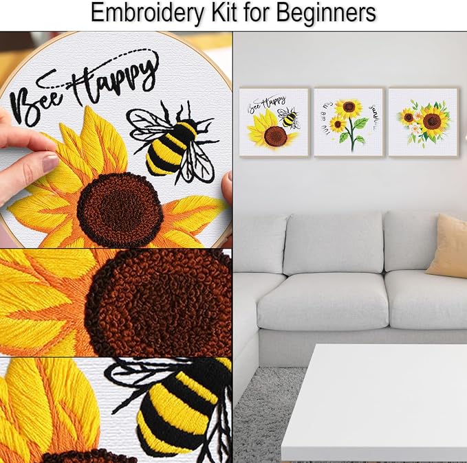Louise Maelys 3 Sets Sunflowers Embroidery Kit - Image 4