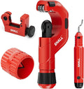 SHALL 4-Piece Tubing Cutter Set, 1/4’’ to 2’’OD Heavy Duty Copper Pipe Cutter, 1/8’’ to 7/8’’ Mini Tube Cutter, Deburring Tool & Inner Outer Pipe Reamer for Copper, Aluminum, Stainless Steel, PVC Pipe