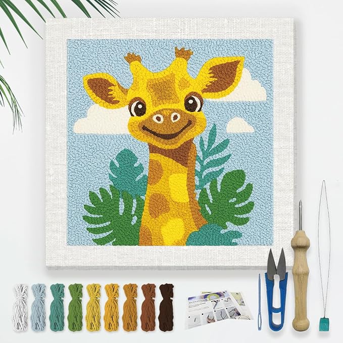 DOODLREAM Giraffe DIY Punch Needle Embroidery Kit by Doodlream