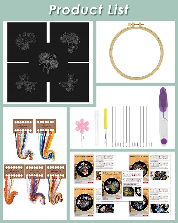 ERKOON 5 Sets Embroidery Kit for Beginners - Image 3