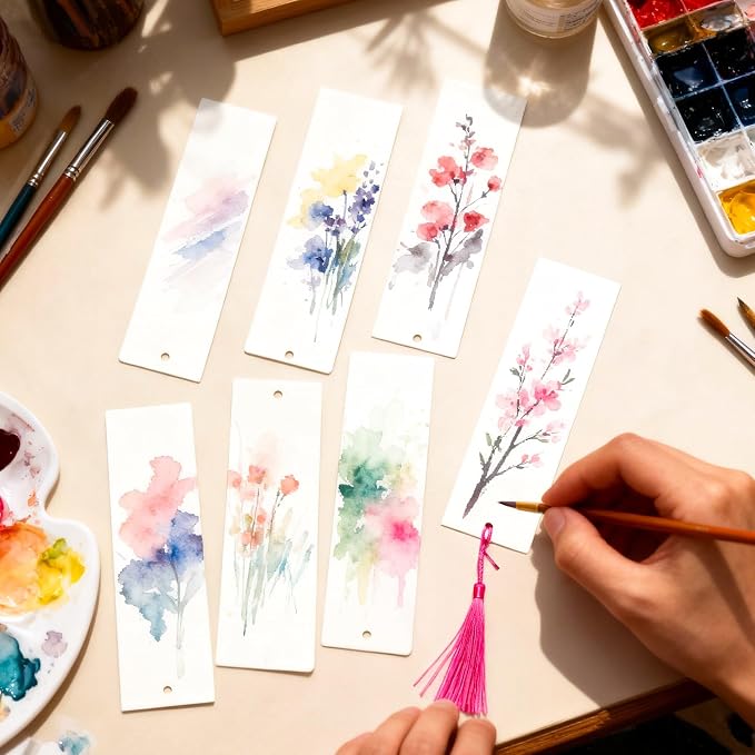 LOTMER 200 Pcs Watercolor Paper Blank Bookmarks - Image 4