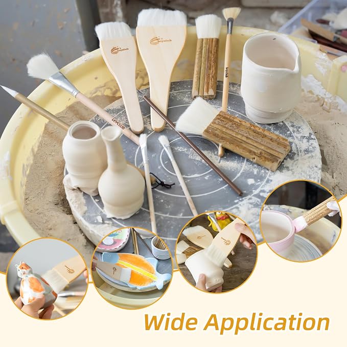 Glaze Brushes Pottery Tools, Different Shape Wool Soft Bristle - Image 8