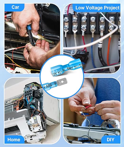 Kuject 280PCS Heat Shrink Wire Connectors, 22-10 AWG Electrical Insulated Male Female Wire Spade Terminals, Quick Disconnect Waterproof Crimp Butt Terminals for Automotive Marine Boat Truck