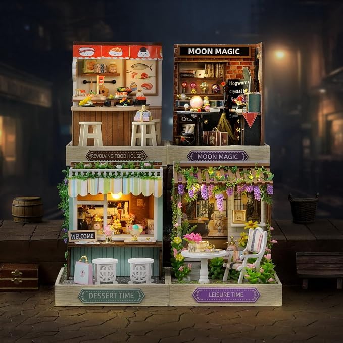 Miniature House Kit, CUTEROOM Tiny House Kit Wooden Dollhouse Kit Mini House - Image 7