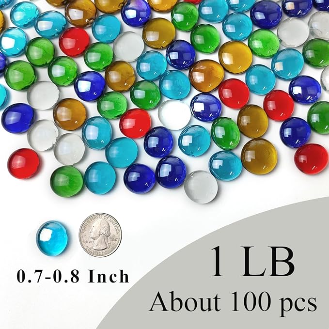 FANTIAN 1LB Flat Glass Pebbles for Vase, Decorative Glass Rocks for Vase Filler - Image 2