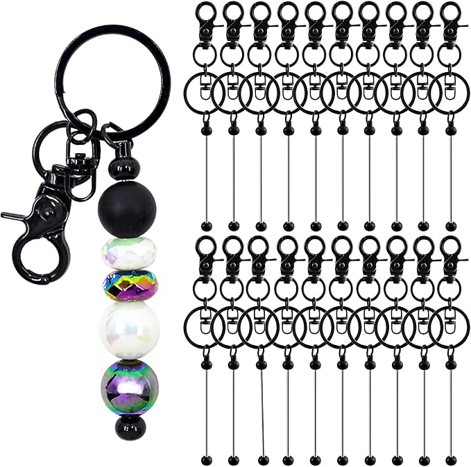 20 Pcs Beadable Keychains Bulk Kit – DIY Keychain Making Supplies by DNLEGULI