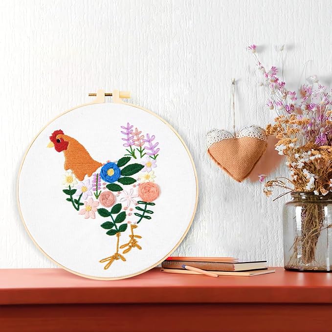 Crafmanoe Hand Embroidery Kits for Beginners Adults, Floral Stamped Cross - Image 4