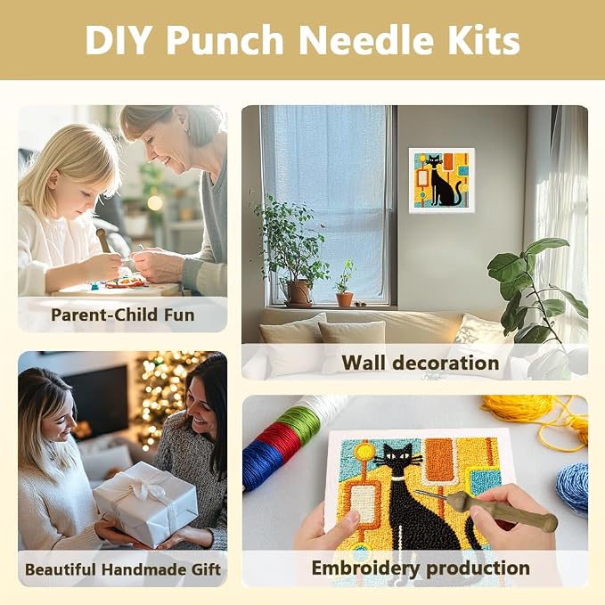 Doodlream Black Cat DIY Punch Needle Embroidery Kit - Image 4