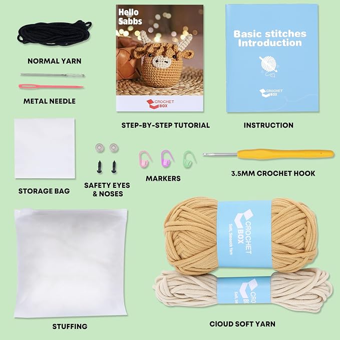 Crochet Kit for Beginners: Highland Cow Crochet Kit, Learn to Crochet, Include - Image 3