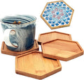 4PCS Mosaic Bamboo Coasters for Crafts, Blank Base Trays, Drinking Cup Coaster by Esweny