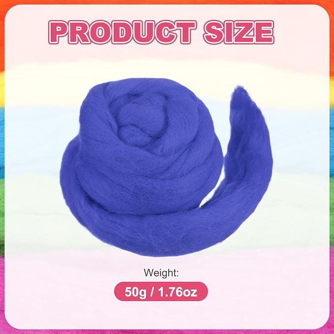 MECCANIXITY Wool Roving Yarn Soft Felting Wool 50g/1.76oz Pure Chunky Roving - Image 2