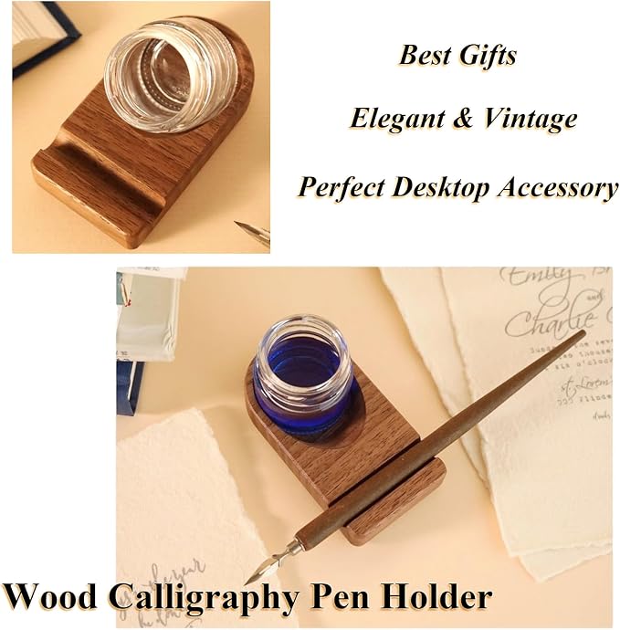 Upgrade Wooden Tilting Calligraphy Pen Holder - Image 4