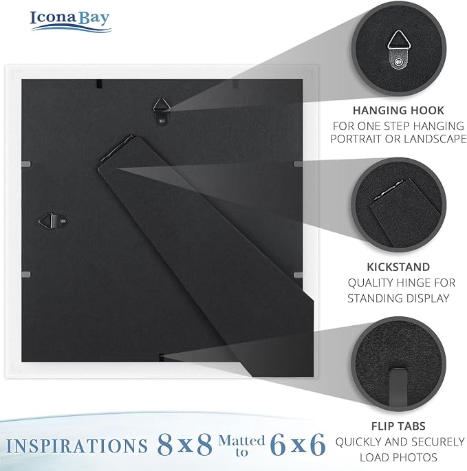 8x8 Picture Frames with 6x6 Mat, 6 Pack, Contemporary, Inspirations | These - Image 4