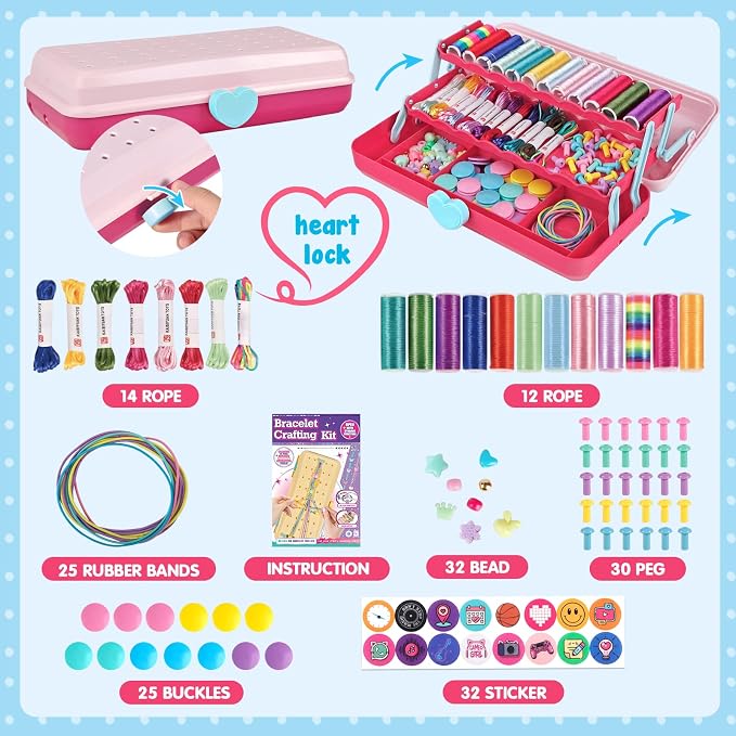 TingingYuli Friendship Bracelet Making Kit, 3-Layer Storage Box, Gift 6-12 | - Image 2